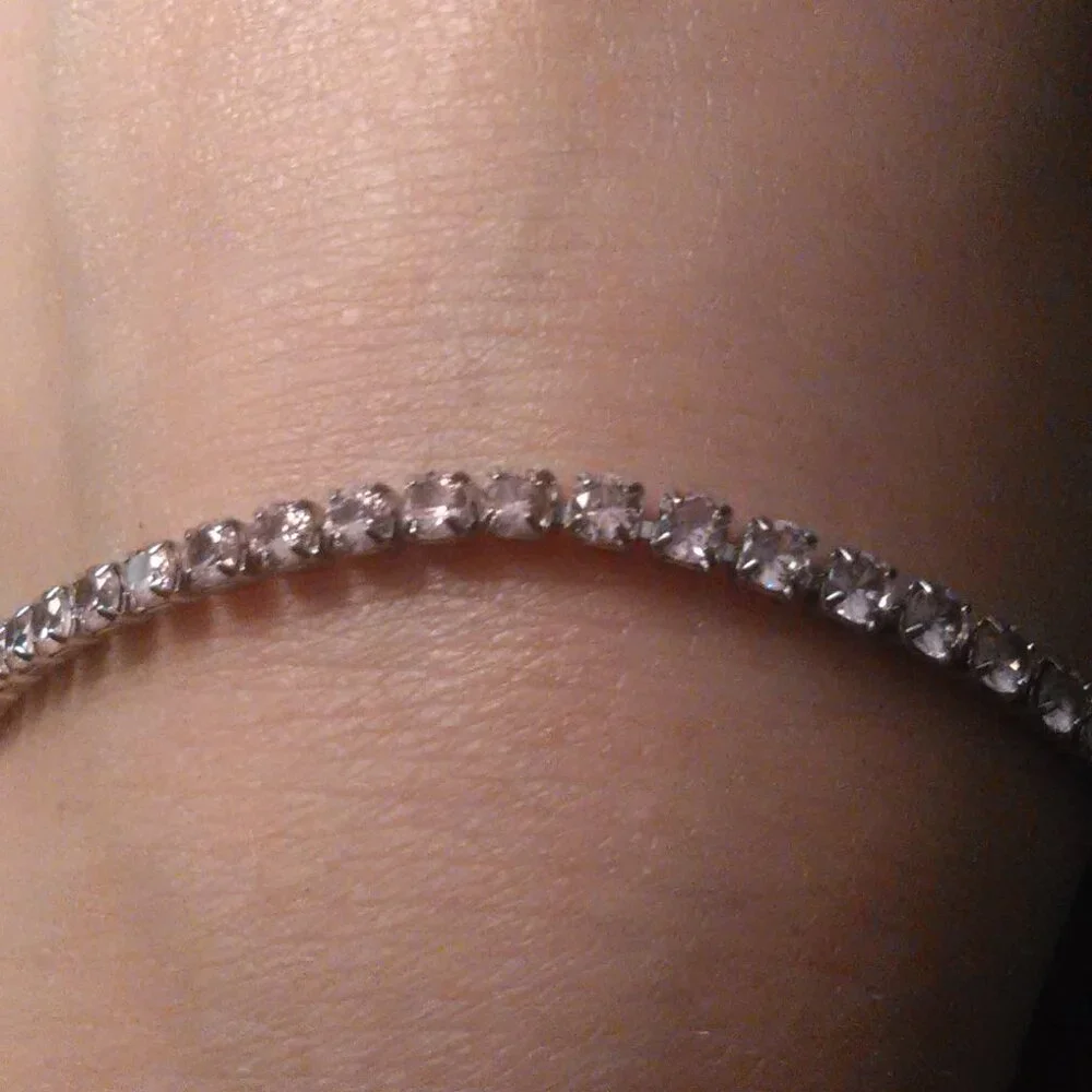 Pink Cubic Zirconia Stainless Steel Tennis Bracelet